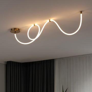 Serafina Contemporary Minimalist 360 Adjustable Silicone Neon Rope Dimmable Linear Integrated LED Flush Mount - JONATHAN Y